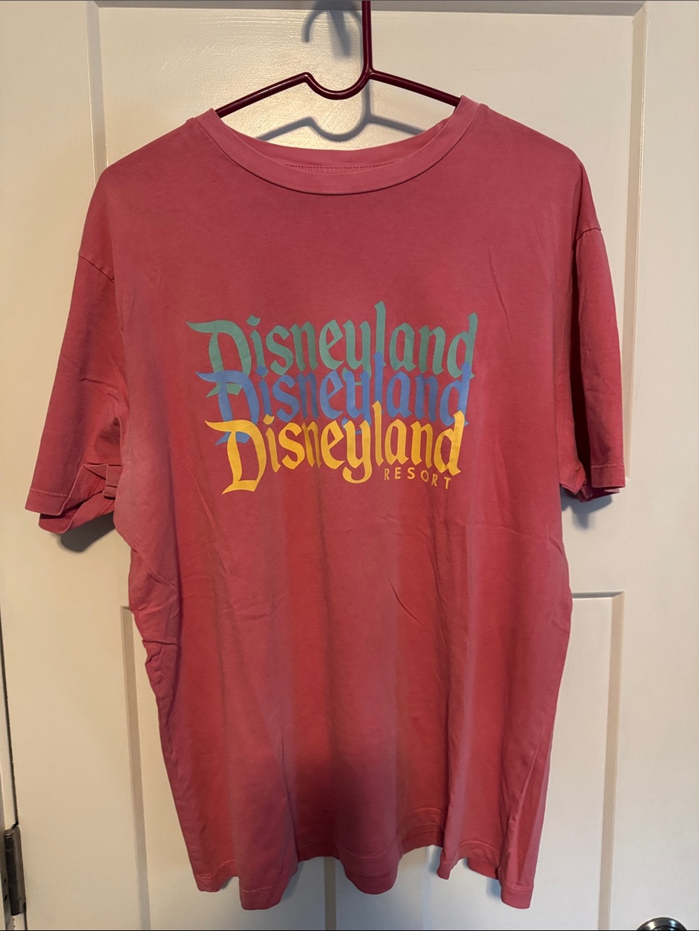 Disneyland Men’s ' Pink Graphic Tee with Multicolor Logo